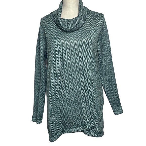Lands' End Sweaters - Lands'End Green Herringbone Cowl Neck Tunic Women's Large